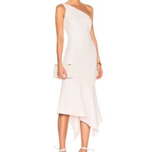 Cinq a Sept Dulcina One Shoulder Light Pink Asymmetrical Cocktail Formal Dress